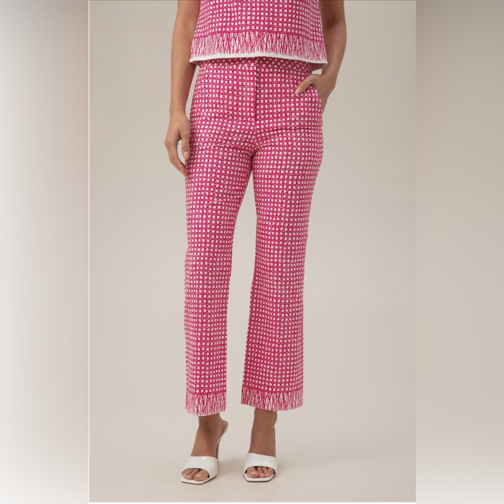 Trina Turk Pink Geometric Straight Leg Pants